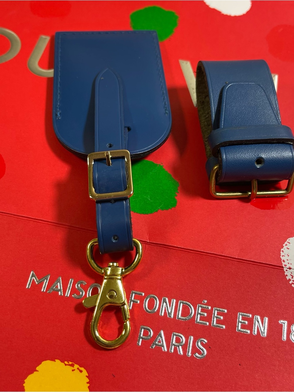 Louis Vuitton Blue Luggage Tag & Poignet w/Free Non LV Clasp. Gold Hardware - Picture 16 of 16